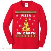 Pizza On Earth Ugly Christmas Kids Long Sleeve Shirt thumb 0
