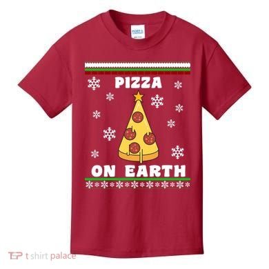 Pizza On Earth Ugly Christmas Kids T-Shirt