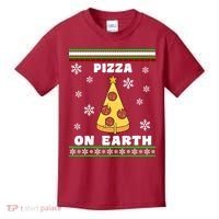 Pizza On Earth Ugly Christmas Kids T-Shirt thumb 0