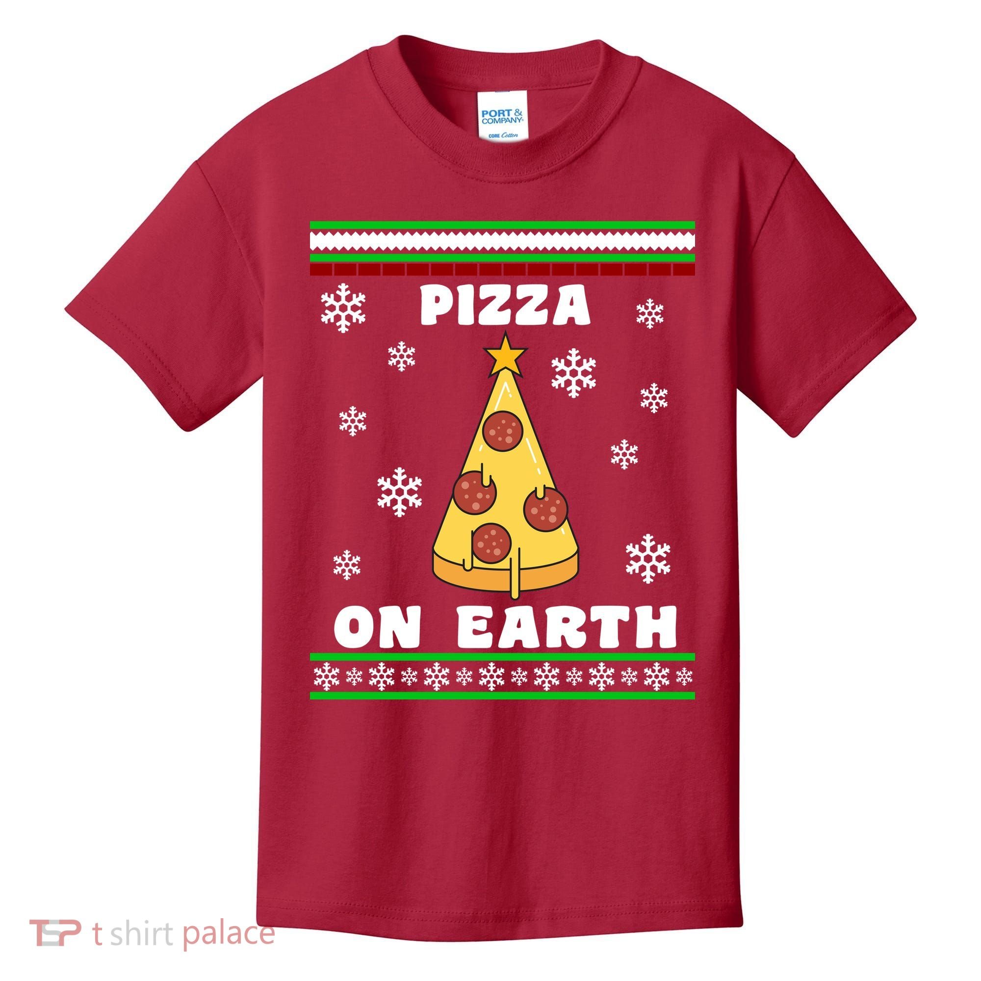 Pizza On Earth Ugly Christmas Kids T-Shirt