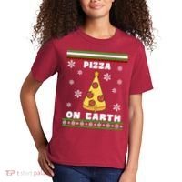 Pizza On Earth Ugly Christmas Kids T-Shirt thumb 2