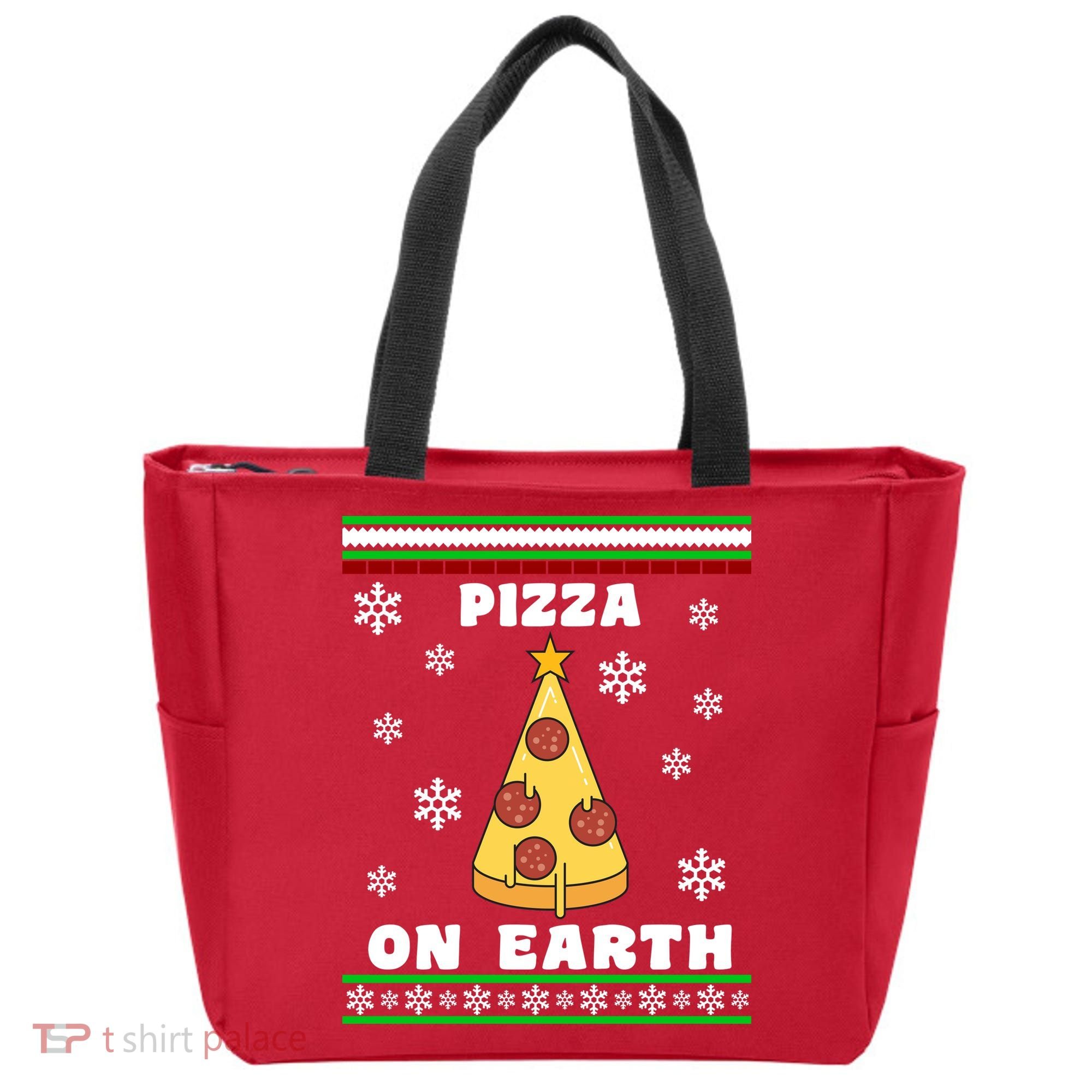 Pizza On Earth Ugly Christmas Tote Bag