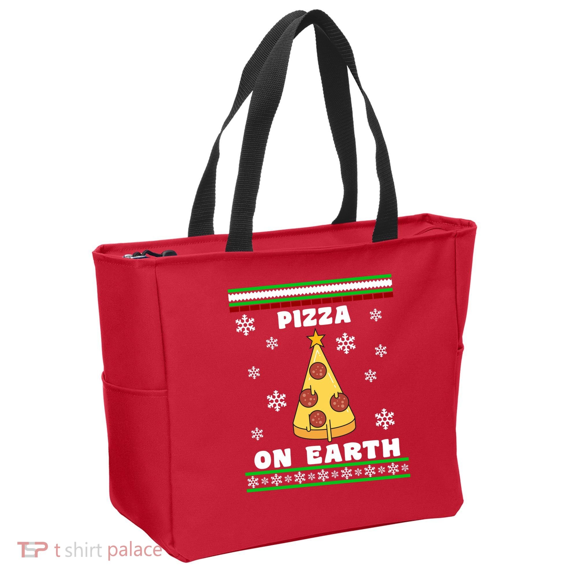 Pizza On Earth Ugly Christmas Tote Bag