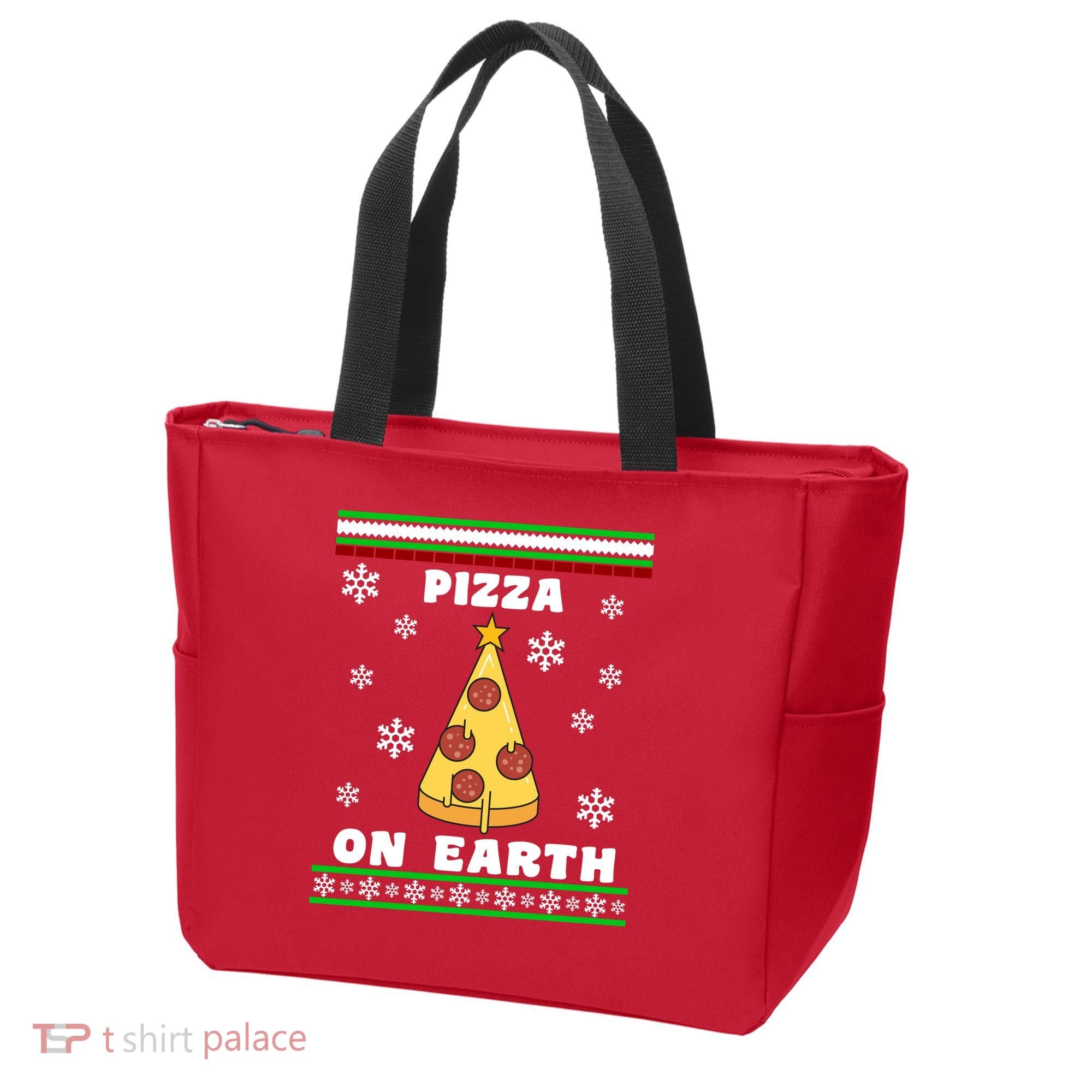 Pizza On Earth Ugly Christmas Tote Bag
