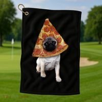 Pizza Pug Dog Golf Towel thumb 1
