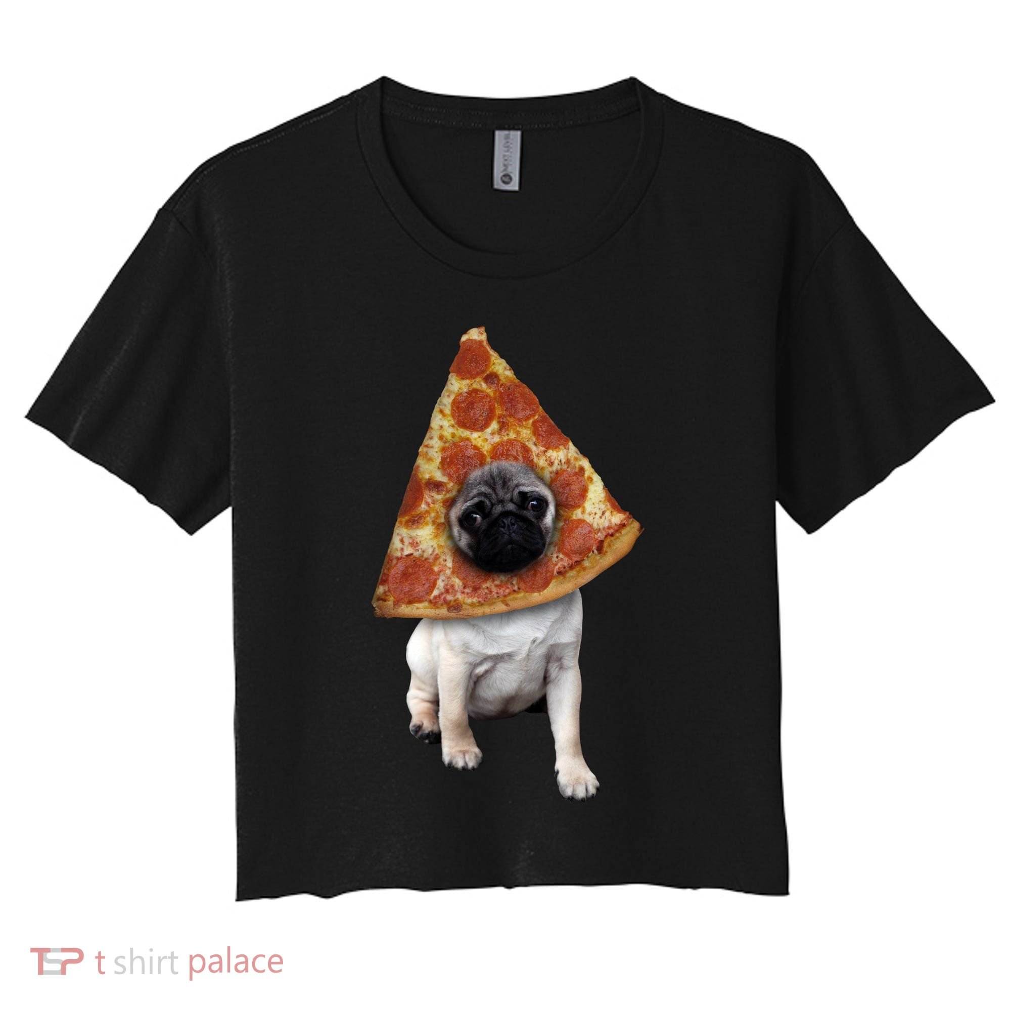 Pizza Pug Dog Women's Crop Top Tee