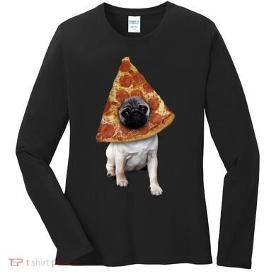 Pizza Pug Dog Women's Long Sleeve Shirt