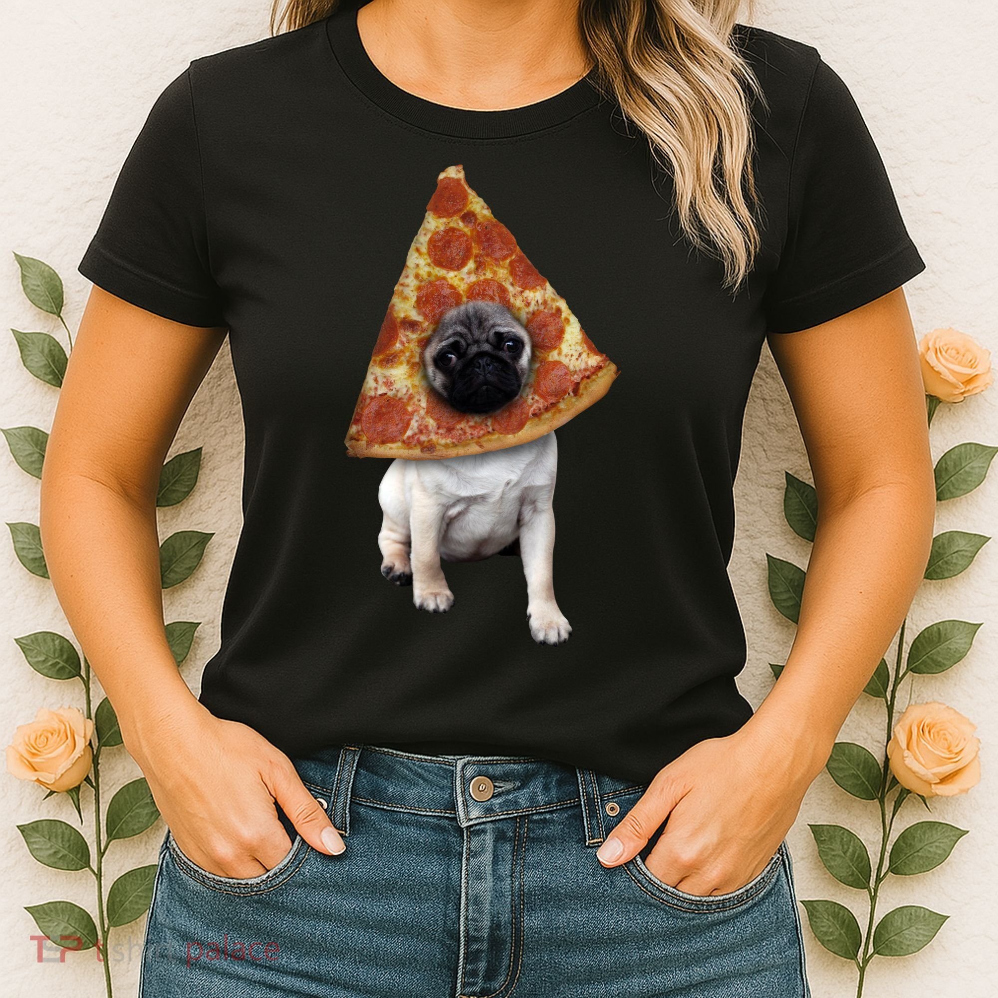 Pizza Pug Dog Women's T-Shirt