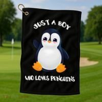 Penguin Just A Boy Who Loves Penguins Gift Golf Towel thumb 1