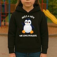 Penguin Just A Boy Who Loves Penguins Gift Kids Hoodie thumb 3