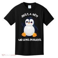 Penguin Just A Boy Who Loves Penguins Gift Kids T-Shirt thumb 0