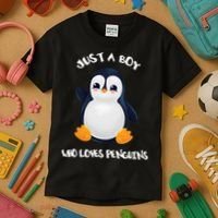 Penguin Just A Boy Who Loves Penguins Gift Kids T-Shirt thumb 3