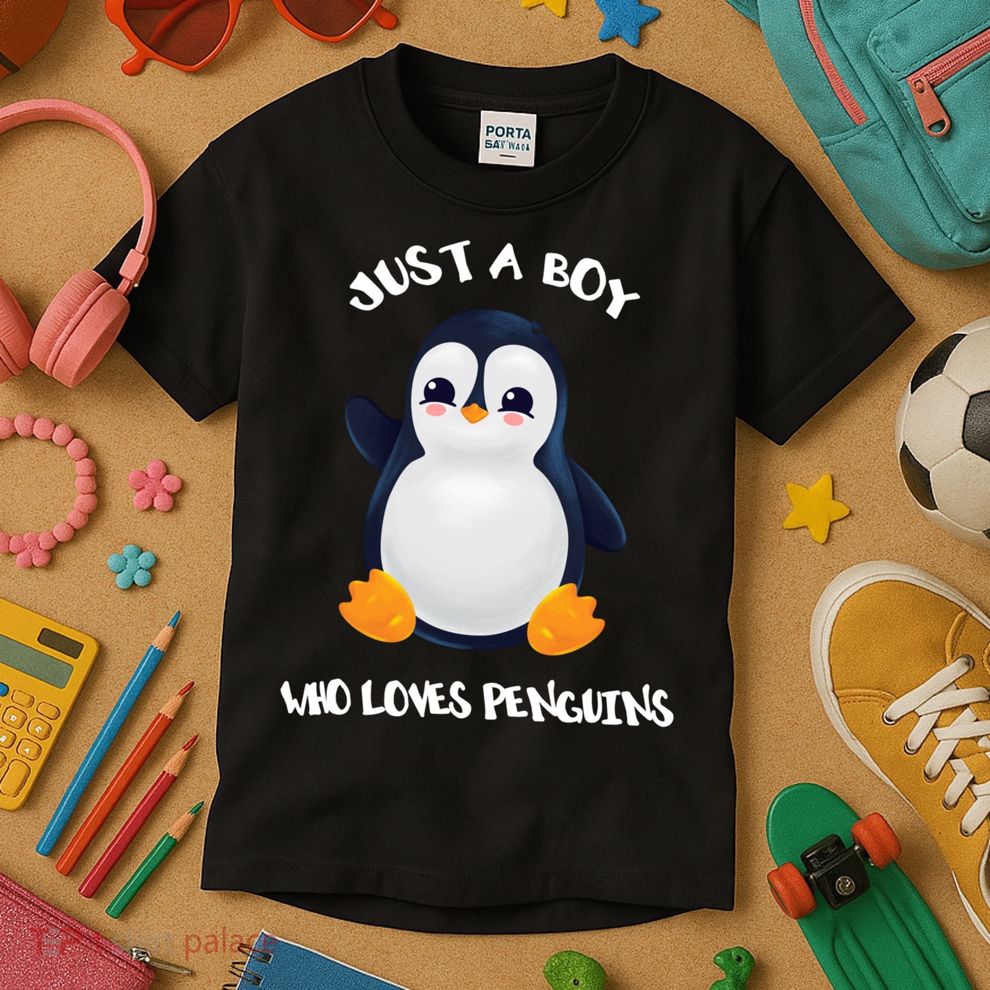 Penguin Just A Boy Who Loves Penguins Gift Kids T-Shirt