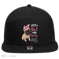 Pug Just a Who Loves Pugs 7 Panel Mesh Trucker Snapback Hat thumb 0