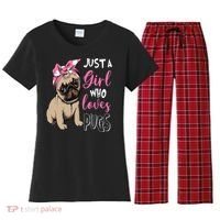 Pug Just a Who Loves Pugs Women's Flannel Pajama Set thumb 0