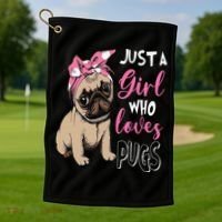Pug Just a Who Loves Pugs Golf Towel thumb 1