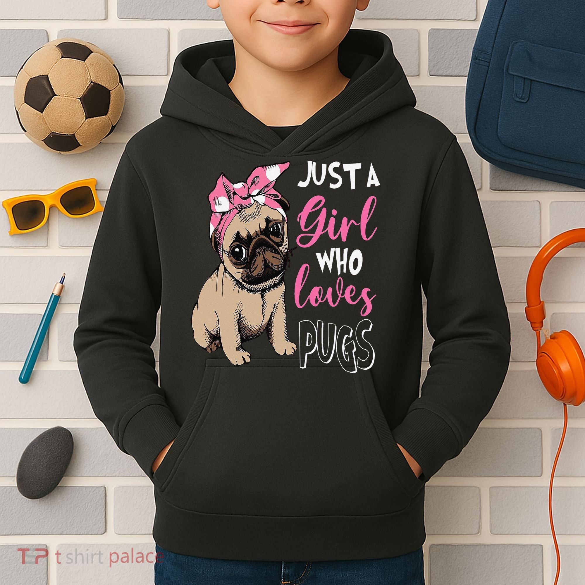 Pug Just a Who Loves Pugs Kids Hoodie