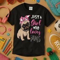 Pug Just a Who Loves Pugs Kids T-Shirt thumb 3
