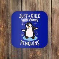 Penguin Just A Girl Who Loves Penguins Meaningful Gift Coaster thumb 0