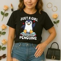Penguin Just A Girl Who Loves Penguins Cool Gift Comfort Colors Boxy T-Shirt thumb 2