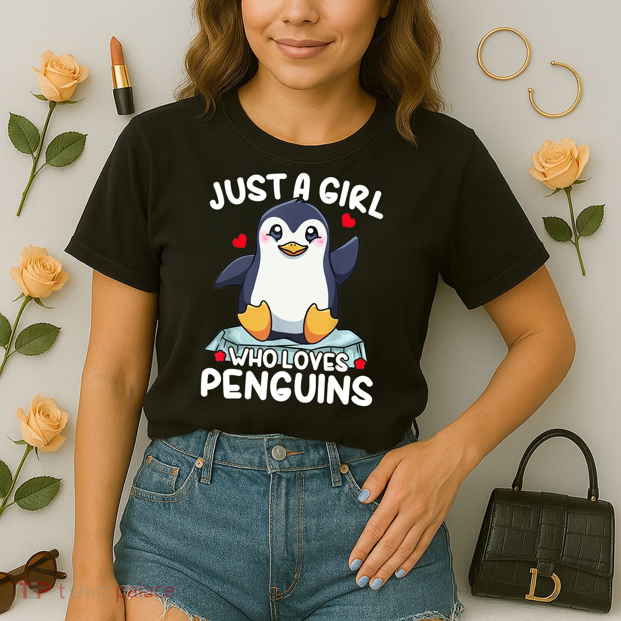 Penguin Just A Girl Who Loves Penguins Cool Gift Comfort Colors Boxy T-Shirt