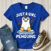 Penguin Just A Girl Who Loves Penguins Cool Gift Women's T-Shirt thumb 3