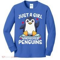 Penguin Just A Girl Who Loves Penguins Cool Gift Kids Long Sleeve Shirt thumb 0