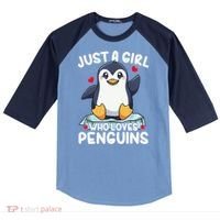 Penguin Just A Girl Who Loves Penguins Cool Gift Raglan Baseball Sleeve Shirt thumb 0