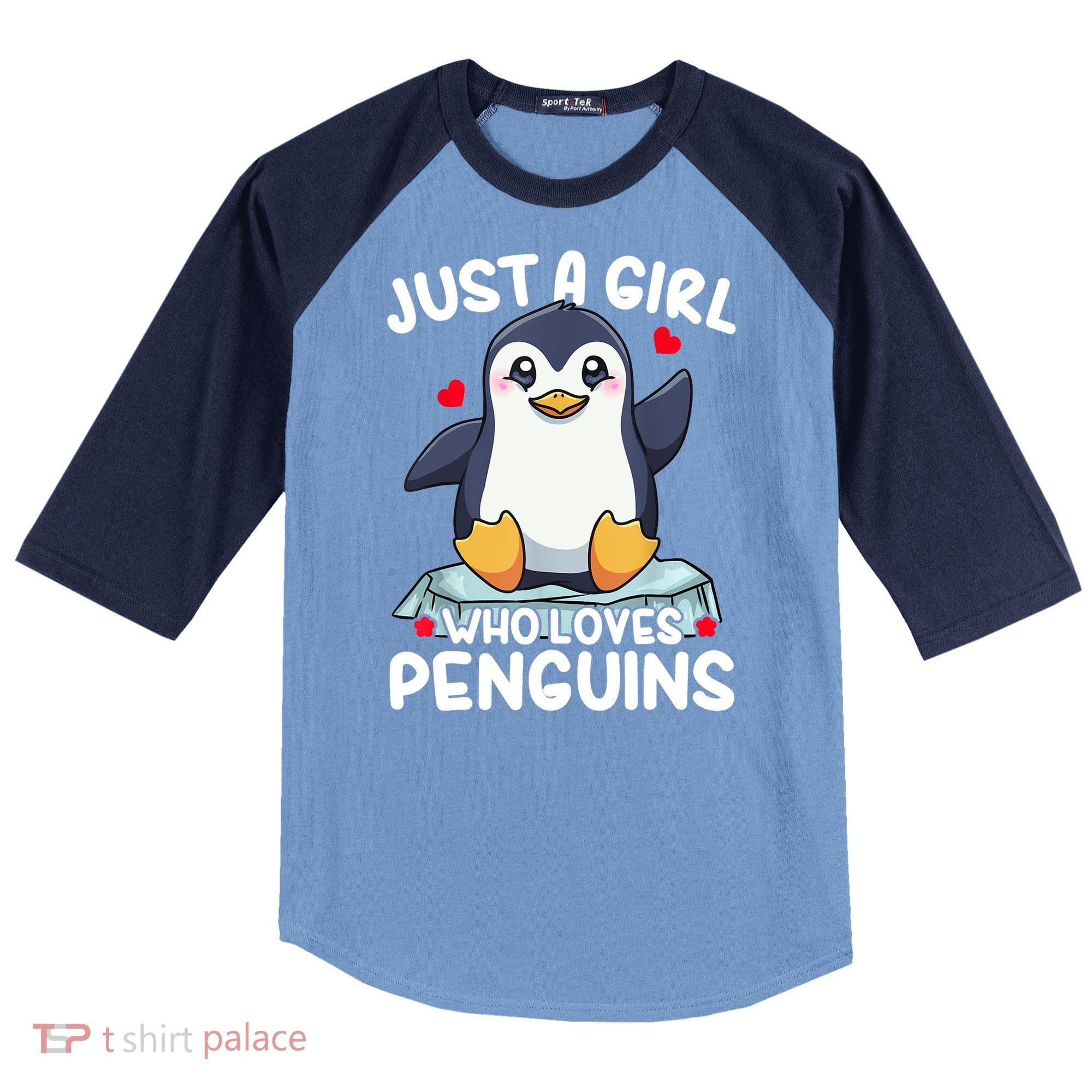 Penguin Just A Girl Who Loves Penguins Cool Gift Raglan Baseball Sleeve Shirt