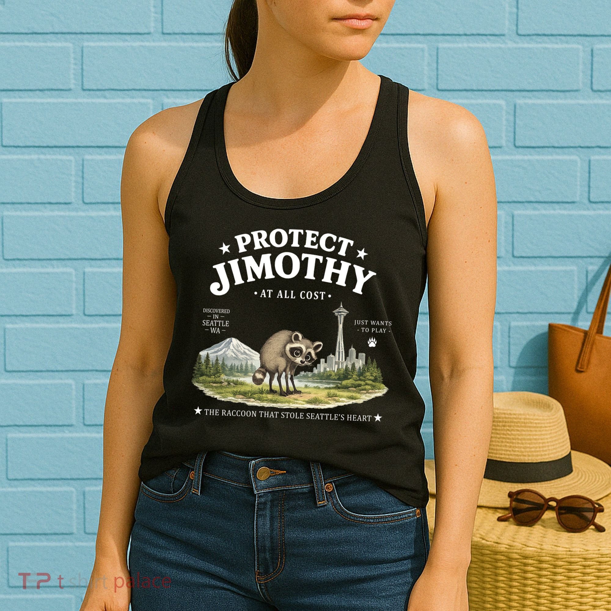 Protect Jimothy At All Cost Funny Raccoon Women's Tank Top