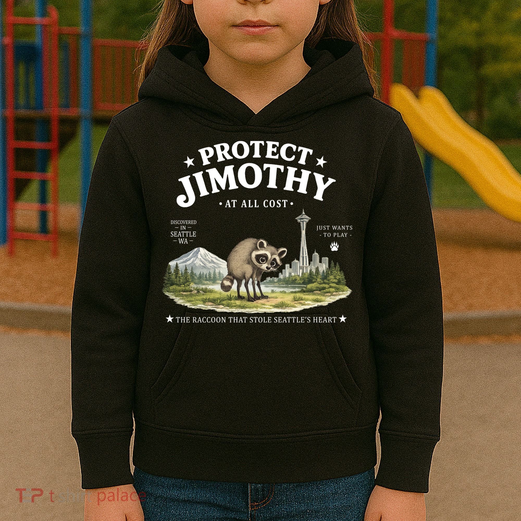 Protect Jimothy At All Cost Funny Raccoon Kids Hoodie