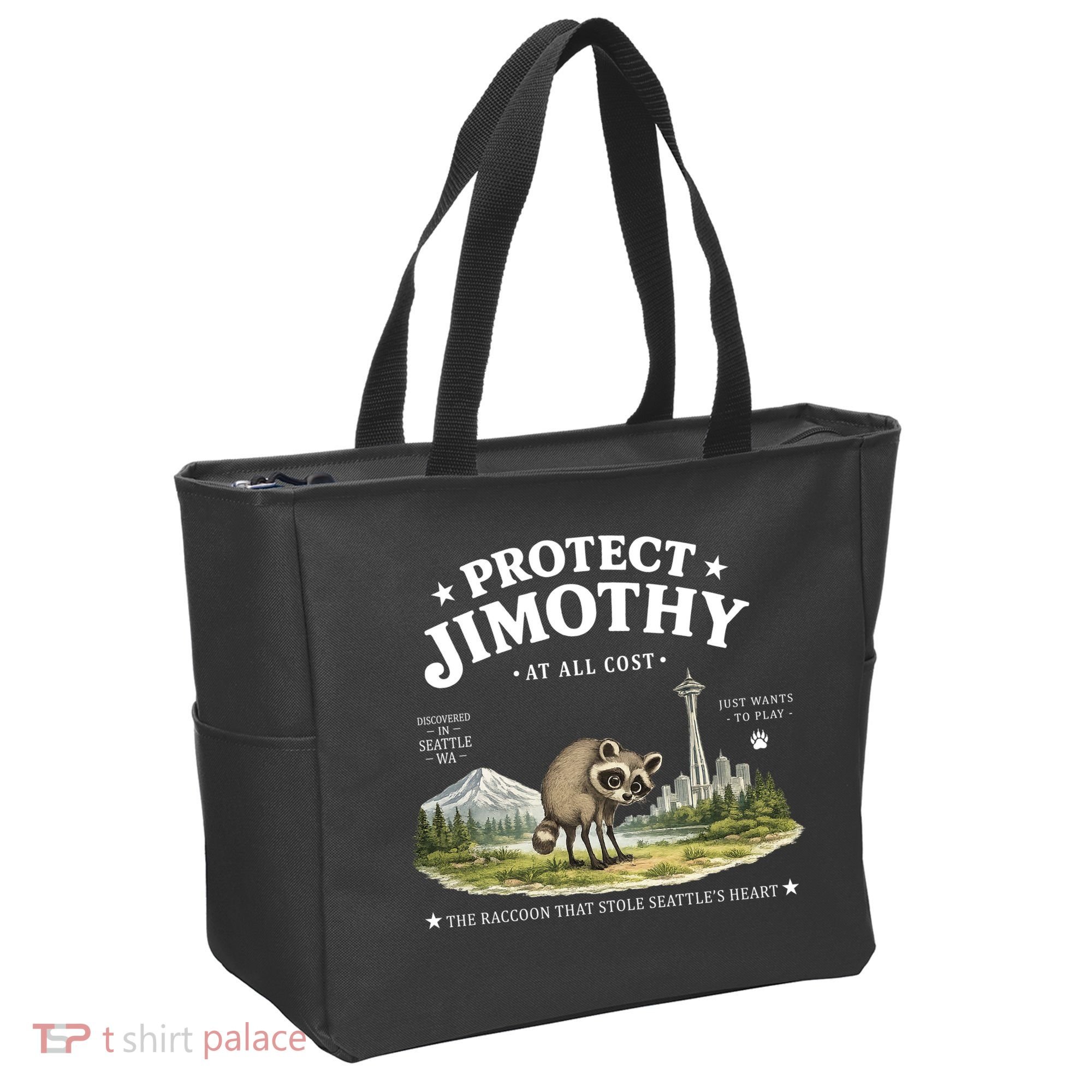 Protect Jimothy At All Cost Funny Raccoon Tote Bag