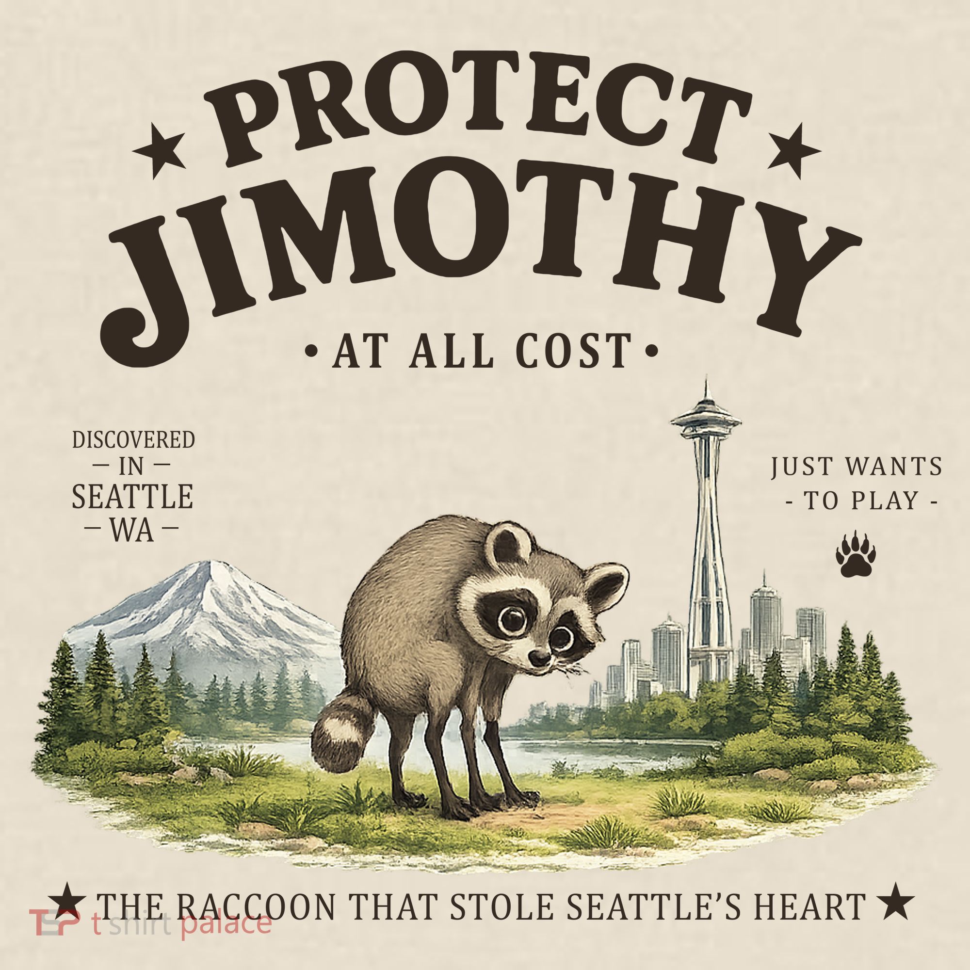 Protect Jimothy At All Cost Funny Raccoon T-Shirt