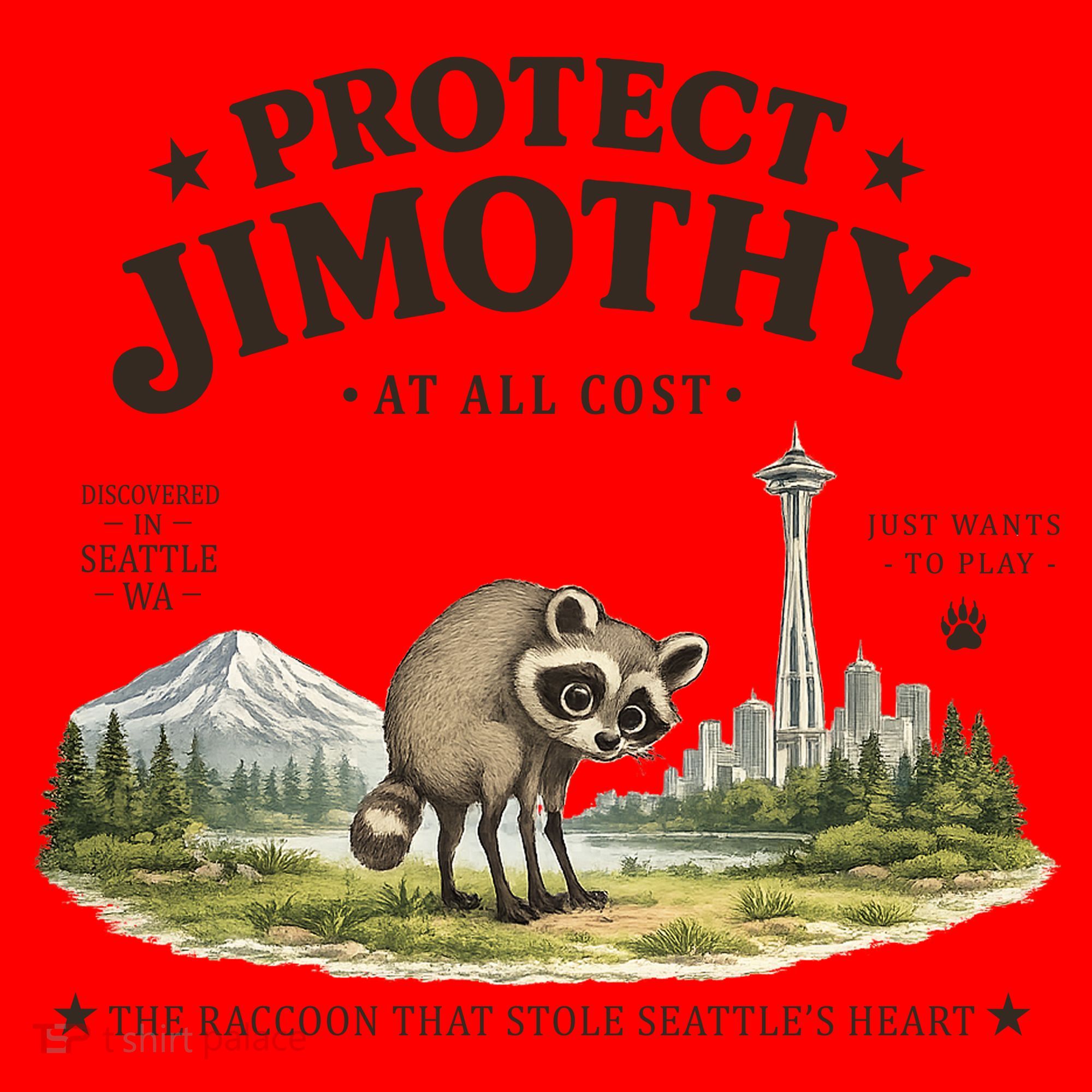 Protect Jimothy At All Cost Funny Raccoon Santa Hat