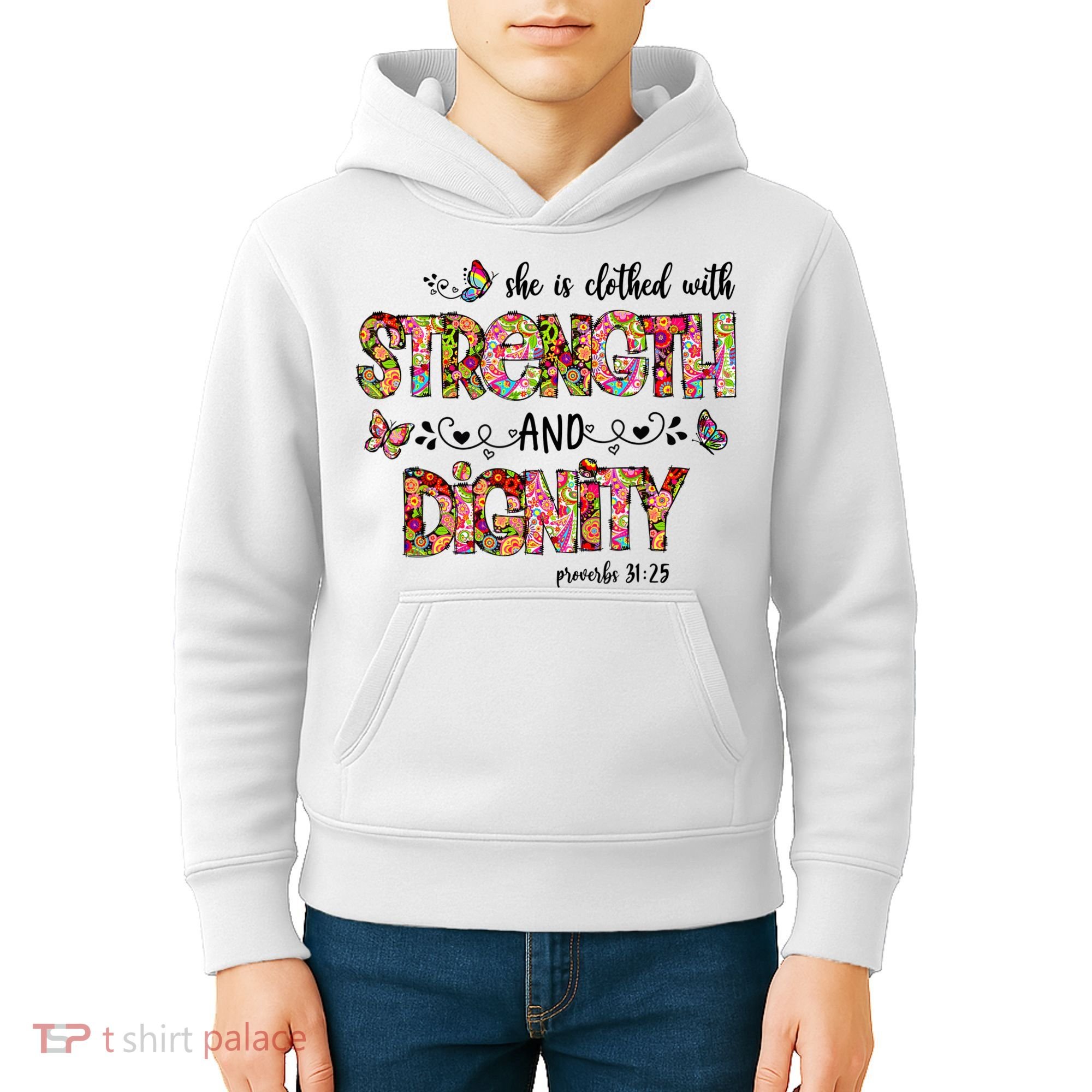 Prayer Jesus Clothed With Strength And Dignity Kids Hoodie