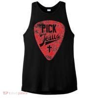 Pick Jesus Christian Music Pastor Guitar Red Pick Ladies PosiCharge Tri-Blend Wicking Tank thumb 0