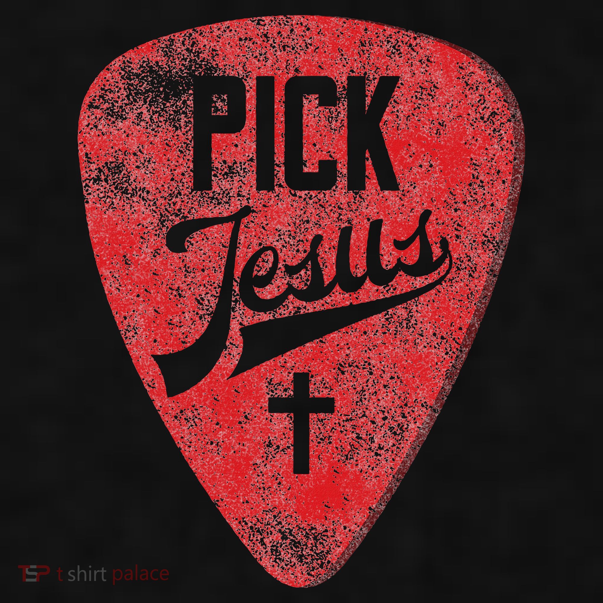 Pick Jesus Christian Music Pastor Guitar Red Pick Ladies PosiCharge Tri-Blend Wicking Tank