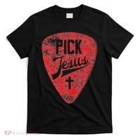 Pick Jesus Christian Music Pastor Guitar Red Pick T-Shirt thumb 0