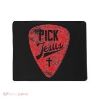 Pick Jesus Christian Music Pastor Guitar Red Pick Mousepad thumb 0