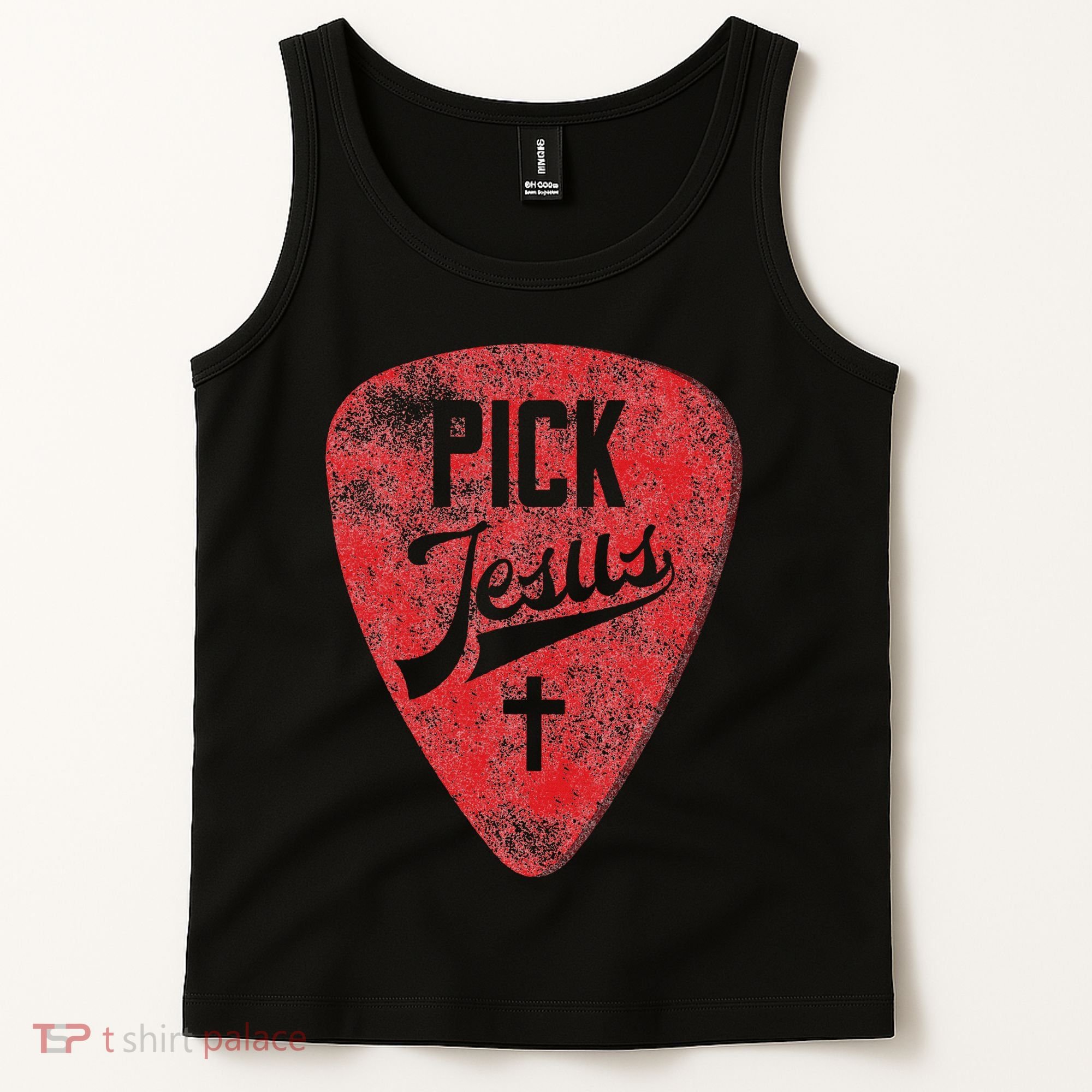 Pick Jesus Christian Music Pastor Guitar Red Pick Tank Top