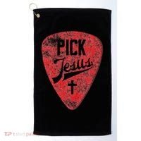 Pick Jesus Christian Music Pastor Guitar Red Pick Golf Towel thumb 0