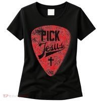Pick Jesus Christian Music Pastor Guitar Red Pick Women's T-Shirt thumb 0