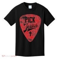 Pick Jesus Christian Music Pastor Guitar Red Pick Kids T-Shirt thumb 0