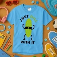 Pickle Just Dill With It Motivational Funny Sarcastic Great Gift Kids T-Shirt thumb 3