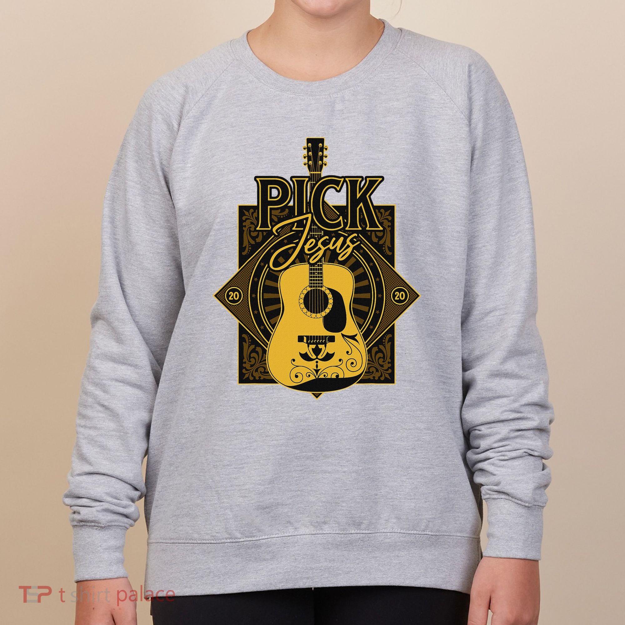 Pick Jesus Funny Christian Pastor Guitar Worship Leader Women's Sweatshirt