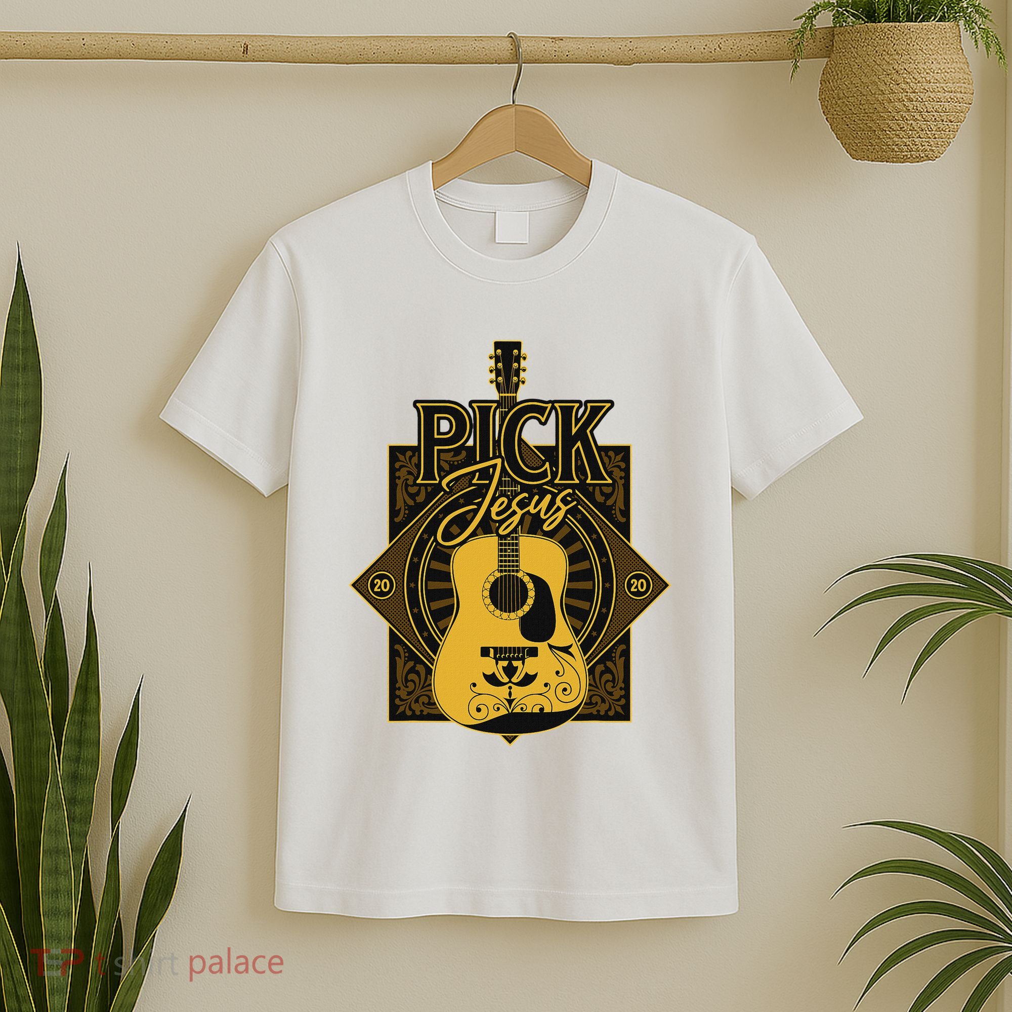 Pick Jesus Funny Christian Pastor Guitar Worship Leader T-Shirt