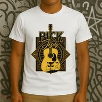 Pick Jesus Funny Christian Pastor Guitar Worship Leader T-Shirt thumb 3