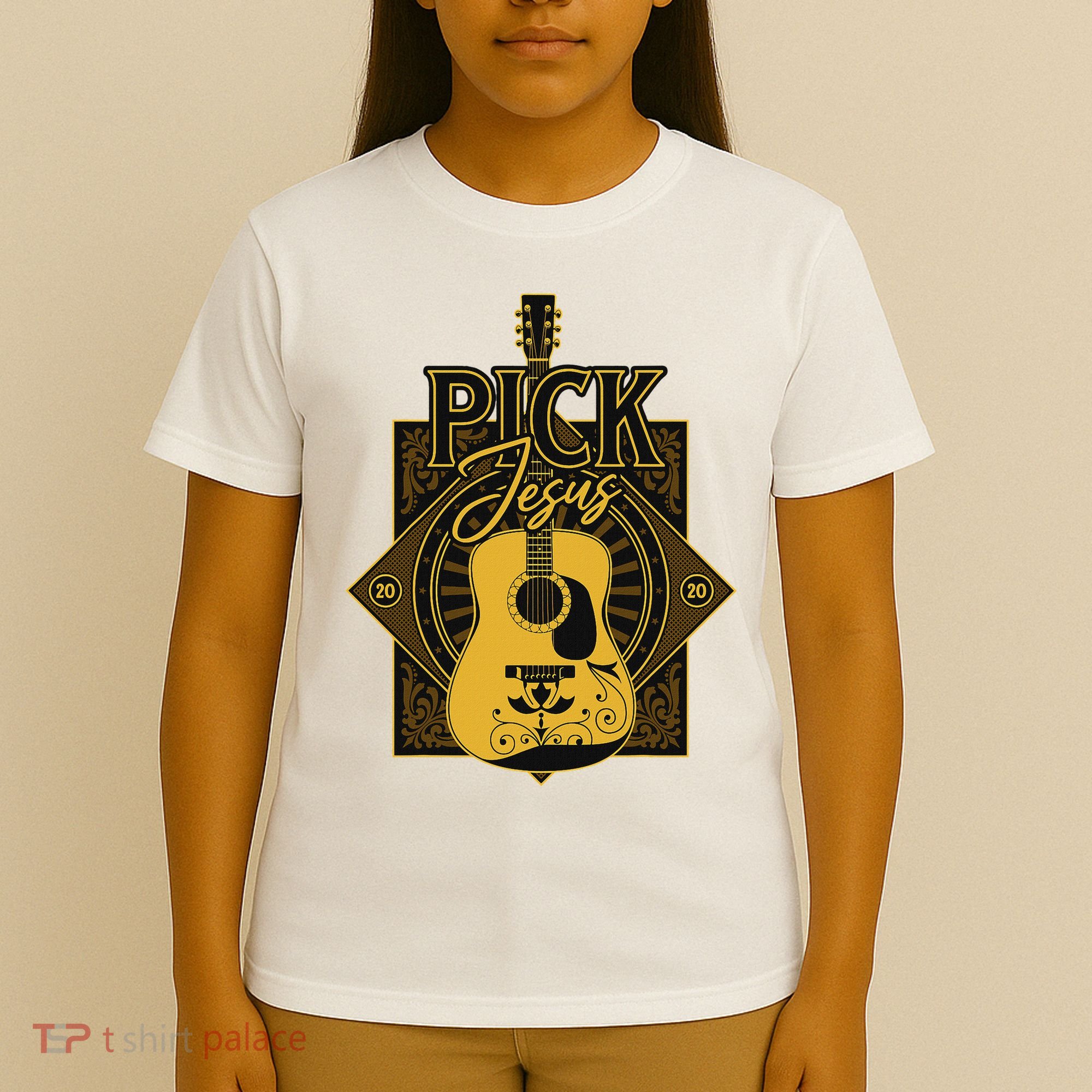 Pick Jesus Funny Christian Pastor Guitar Worship Leader T-Shirt