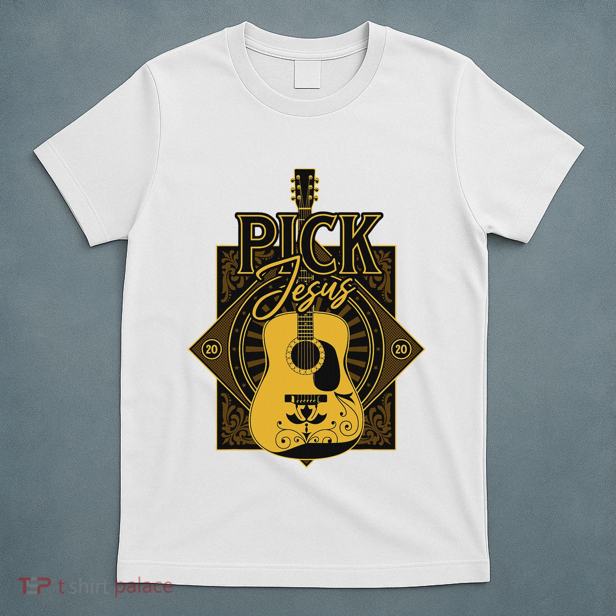 Pick Jesus Funny Christian Pastor Guitar Worship Leader T-Shirt
