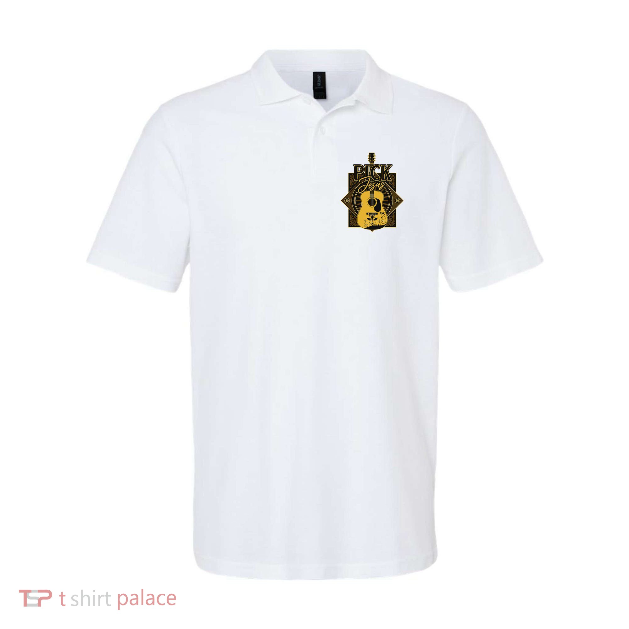Pick Jesus Funny Christian Pastor Guitar Worship Leader Polo
